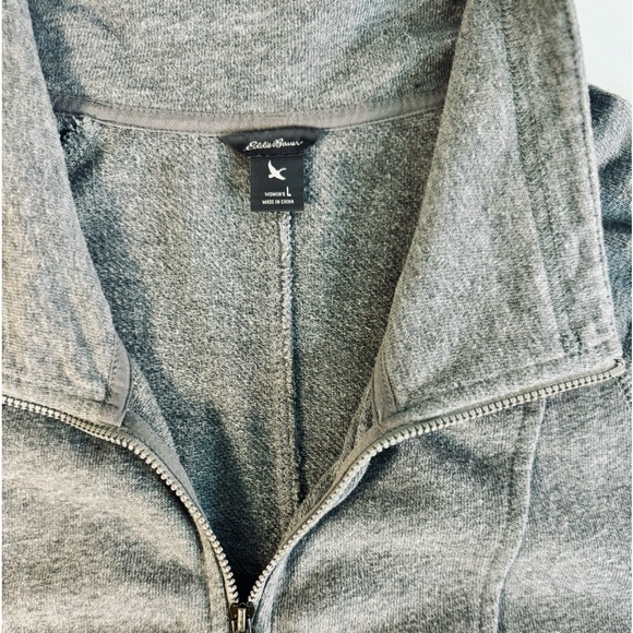 Eddie Bauer Jacket Long Zip-Up Terry Knit Size XL Gray SZ LIKE NEW! - Picture 6 of 13